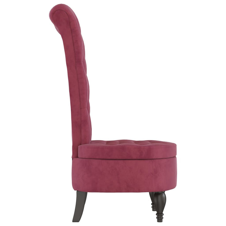 stol med høj ryg knapdesign velour vinrød