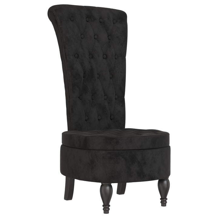 stol med høj ryg knapdesign velour sort