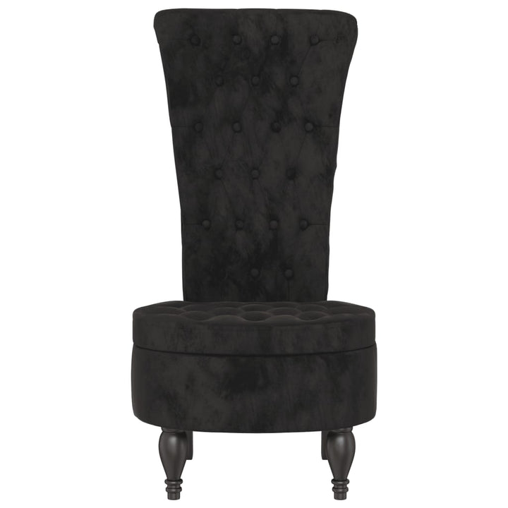 stol med høj ryg knapdesign velour sort