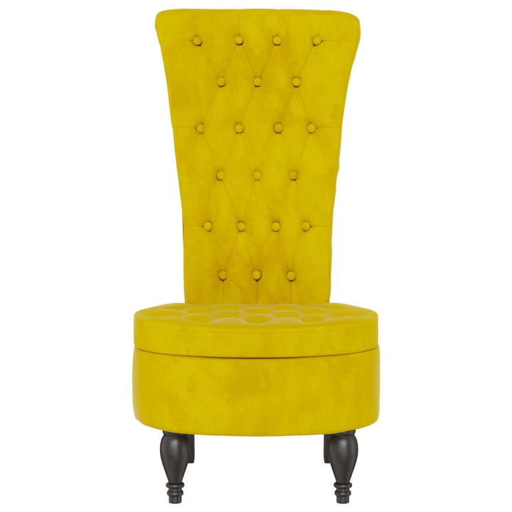 stol med høj ryg knapdesign velour gul