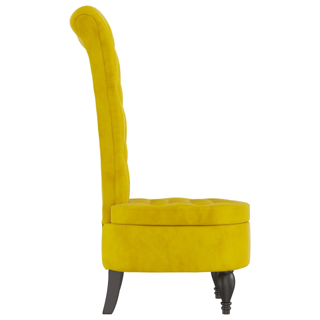 stol med høj ryg knapdesign velour gul