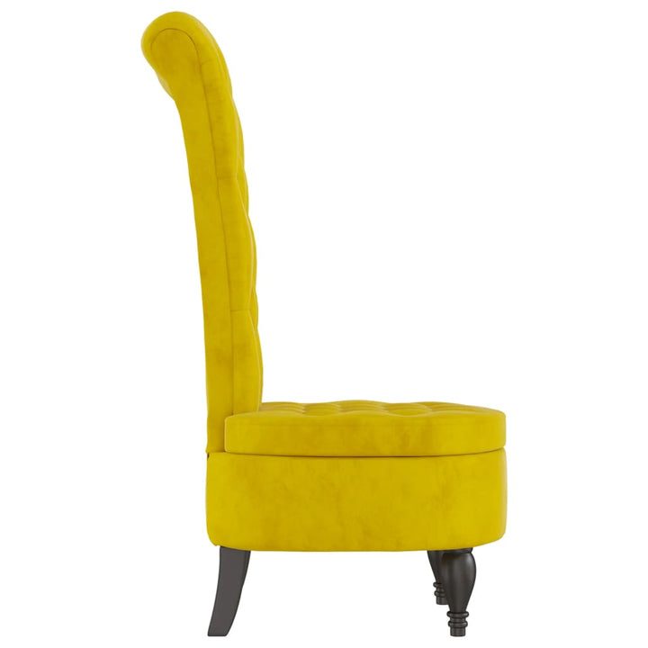 stol med høj ryg knapdesign velour gul