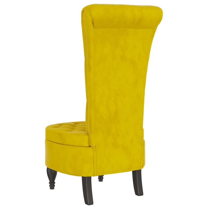 stol med høj ryg knapdesign velour gul