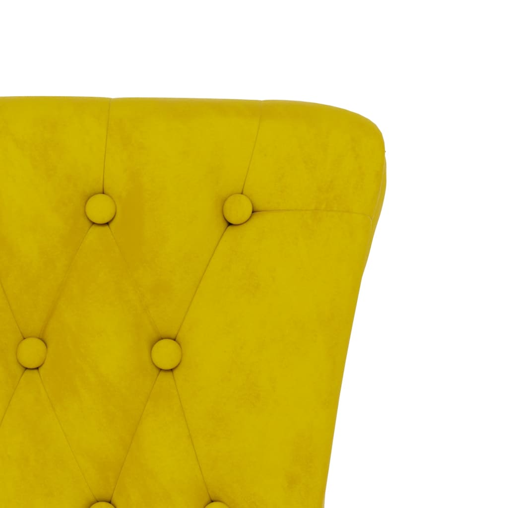 stol med høj ryg knapdesign velour gul