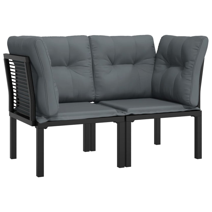 hjørnemoduler til havesofa 2 stk. m. hynder polyrattan sort grå