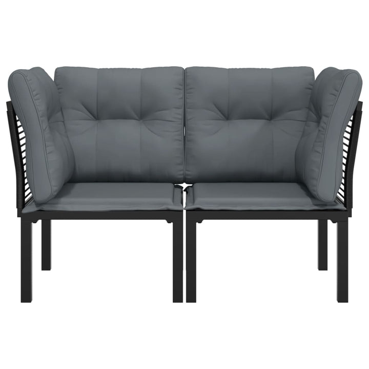 hjørnemoduler til havesofa 2 stk. m. hynder polyrattan sort grå