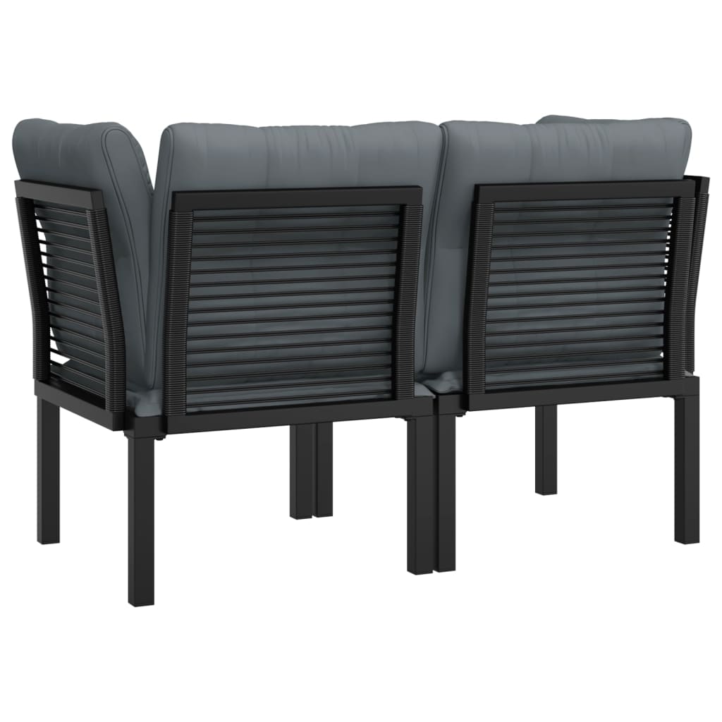 hjørnemoduler til havesofa 2 stk. m. hynder polyrattan sort grå