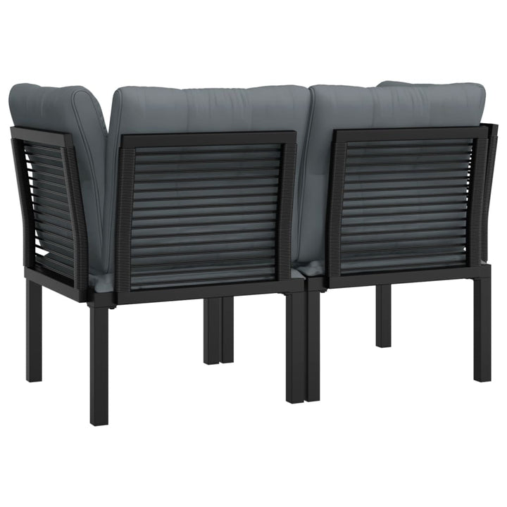 hjørnemoduler til havesofa 2 stk. m. hynder polyrattan sort grå