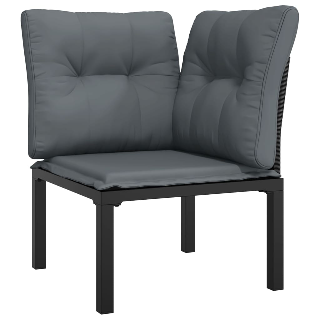 hjørnemoduler til havesofa 2 stk. m. hynder polyrattan sort grå