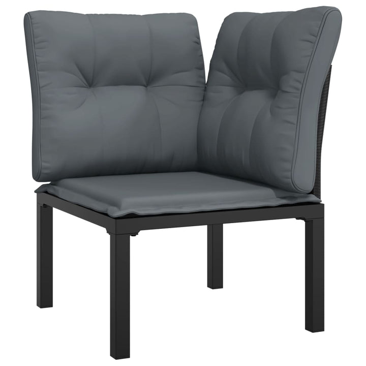 hjørnemoduler til havesofa 2 stk. m. hynder polyrattan sort grå