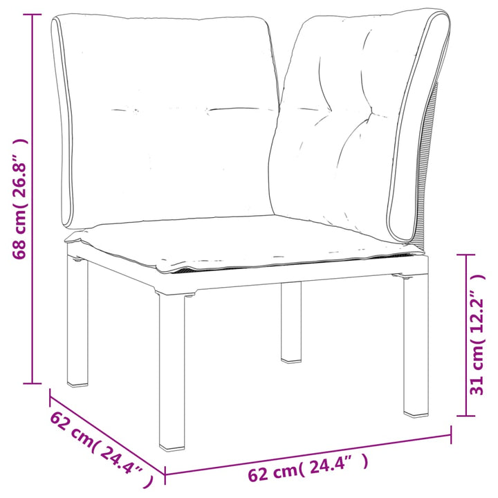 hjørnemoduler til havesofa 2 stk. m. hynder polyrattan sort grå