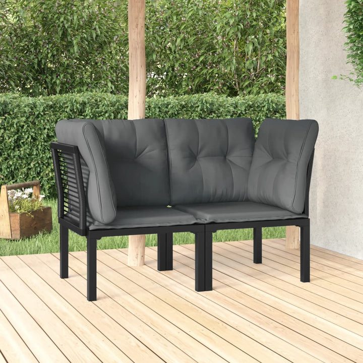 hjørnemoduler til havesofa 2 stk. m. hynder polyrattan sort grå