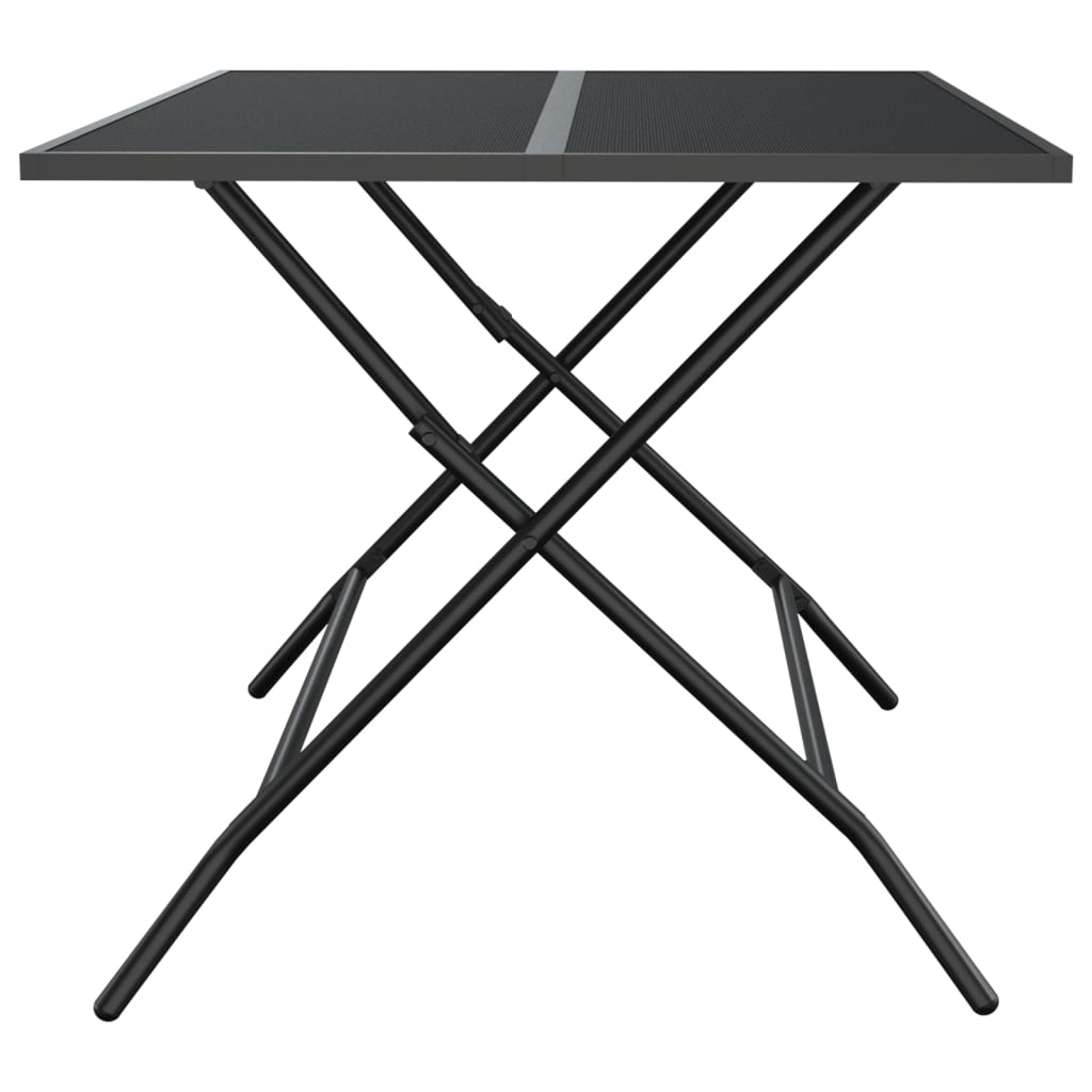 foldbart havebord 110x80x72 cm stål og meshstof antracitgrå