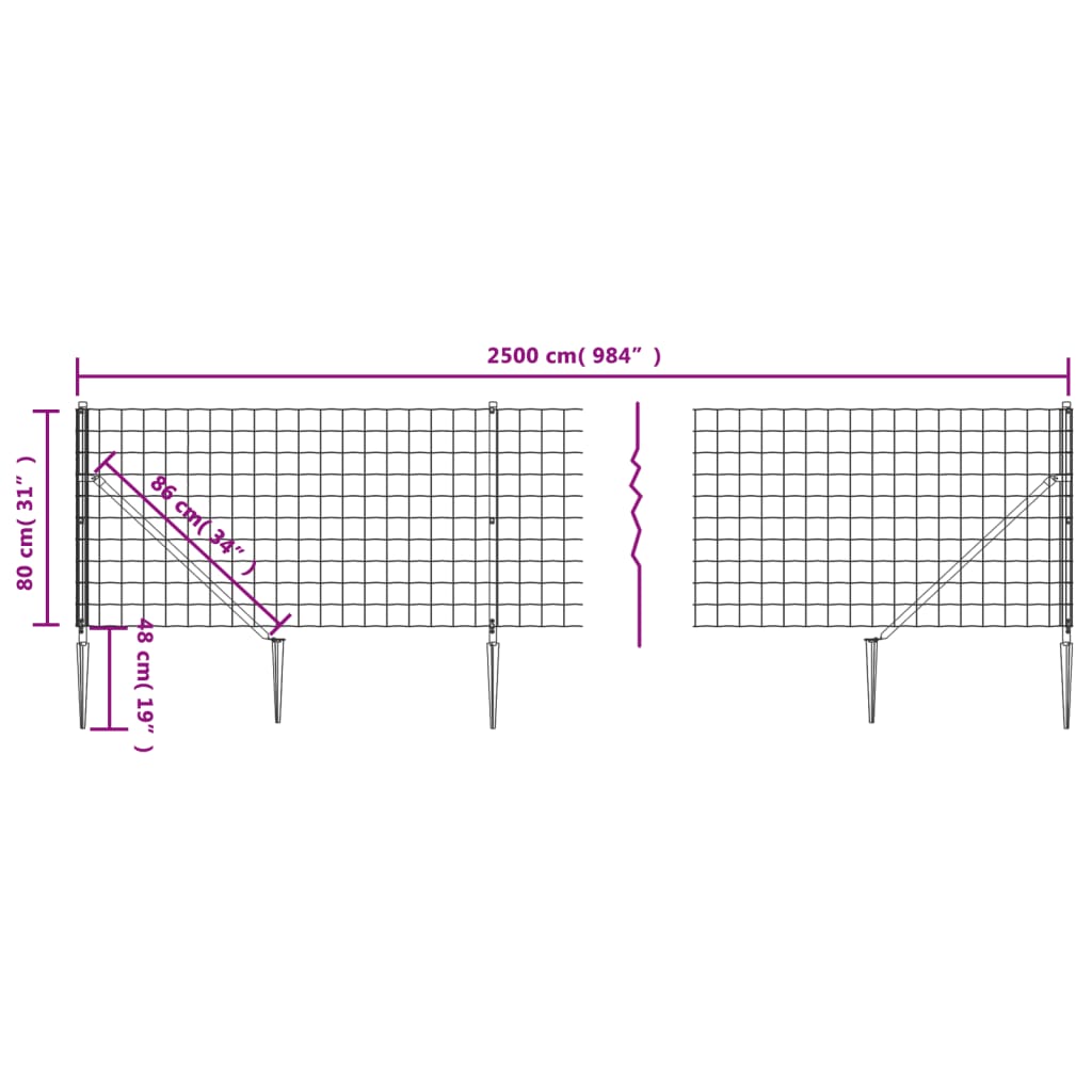 trådhegn med jordspyd 0,8x25 m grøn