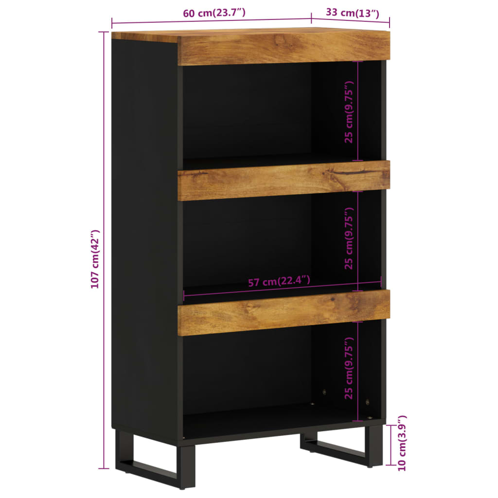 skab 60x33x107 cm massivt mangotræ