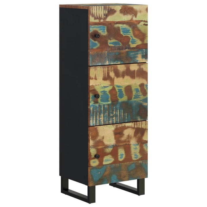skab med 3 låger 40x33x110 cm massivt genbrugstræ og jern