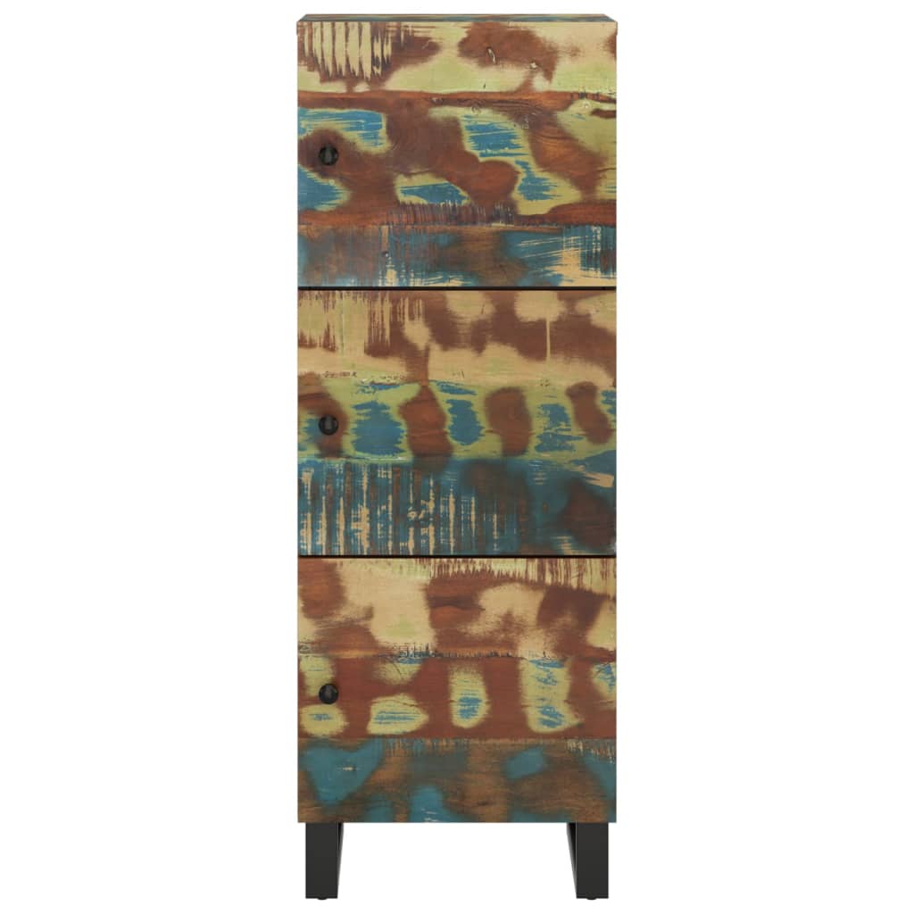 skab med 3 låger 40x33x110 cm massivt genbrugstræ og jern