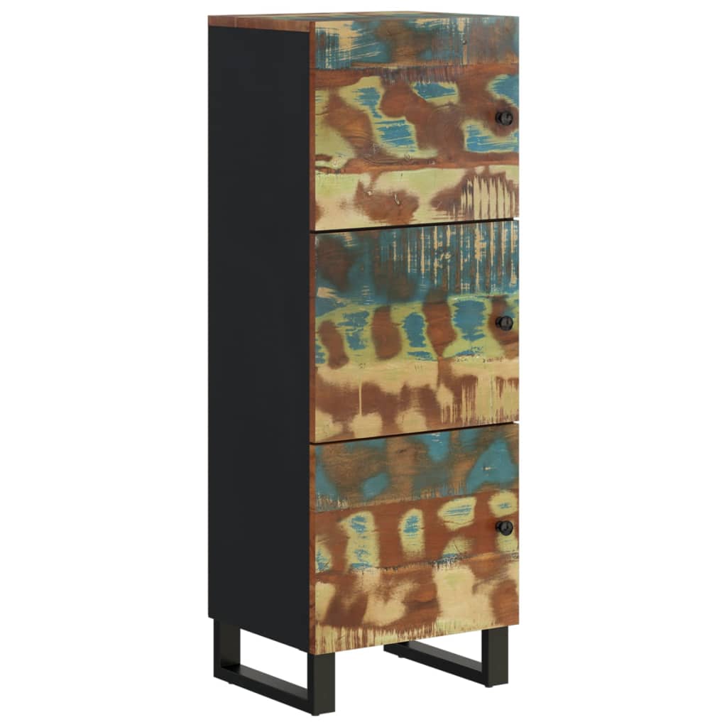 skab med 3 låger 40x33x110 cm massivt genbrugstræ og jern