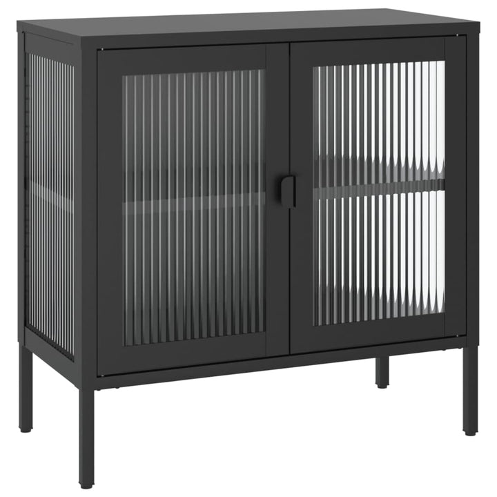 skænk 70x35x70 cm glas og stål sort