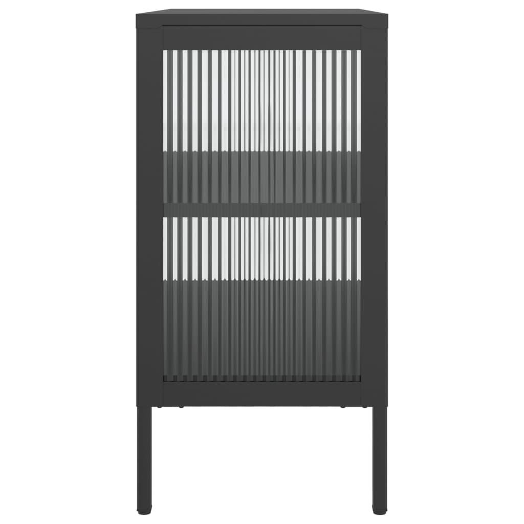 skænk 70x35x70 cm glas og stål sort