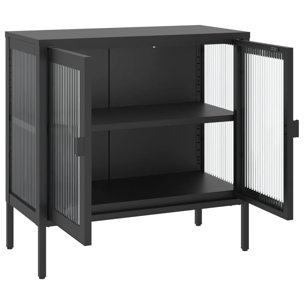 skænk 70x35x70 cm glas og stål sort
