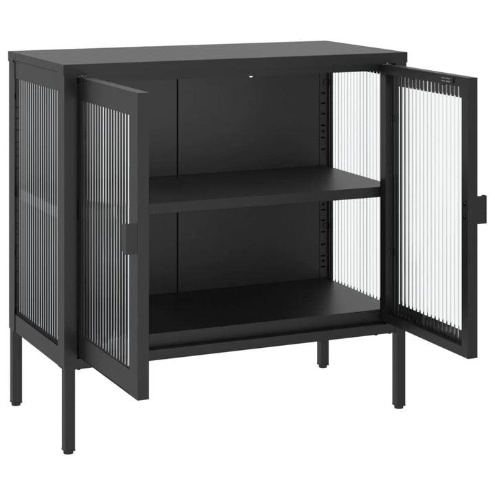 skænk 70x35x70 cm glas og stål sort