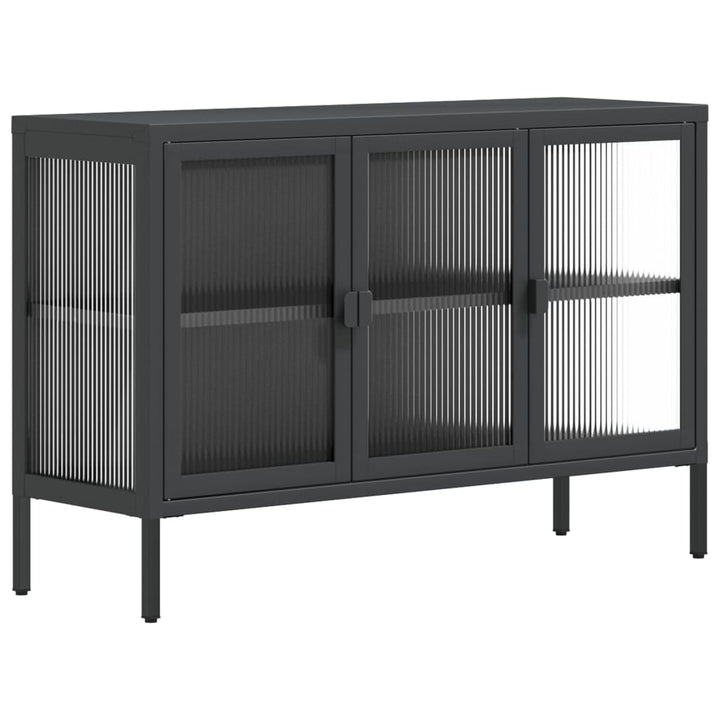 skænk 105x35x70 cm glas og stål sort