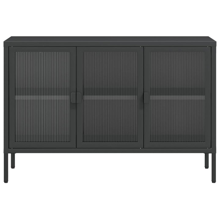 skænk 105x35x70 cm glas og stål sort
