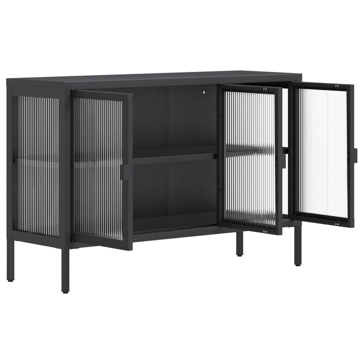 skænk 105x35x70 cm glas og stål sort