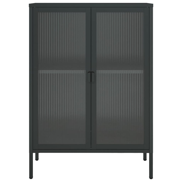 skænk 75x35x105 cm glas og stål sort