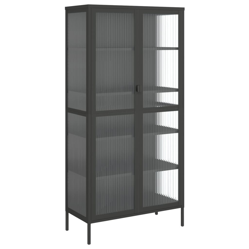 skab 85x40x180 cm glas og stål sort