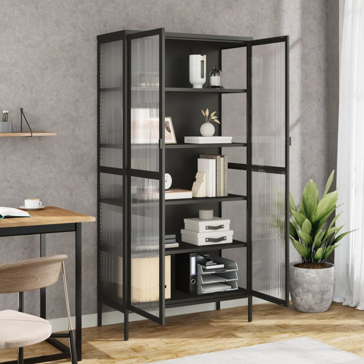 skab 85x40x180 cm glas og stål sort
