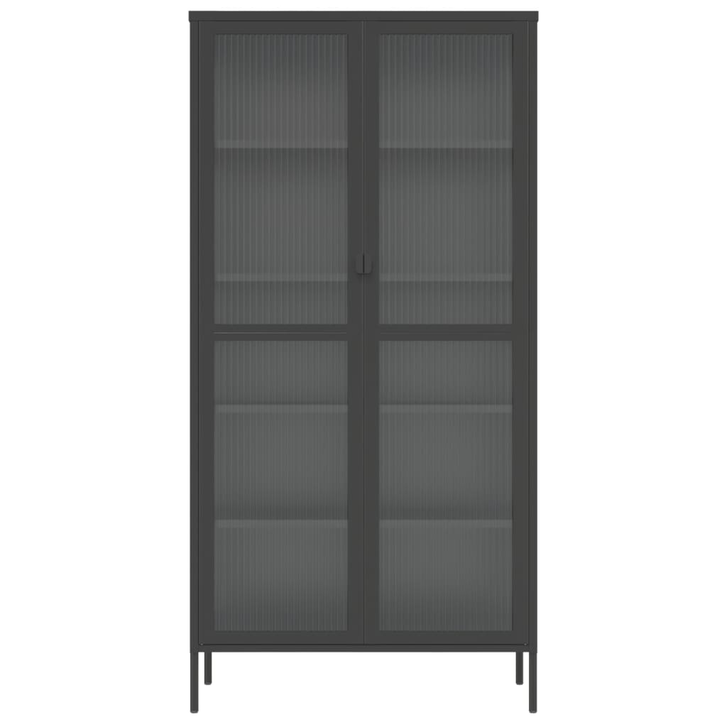 skab 85x40x180 cm glas og stål sort