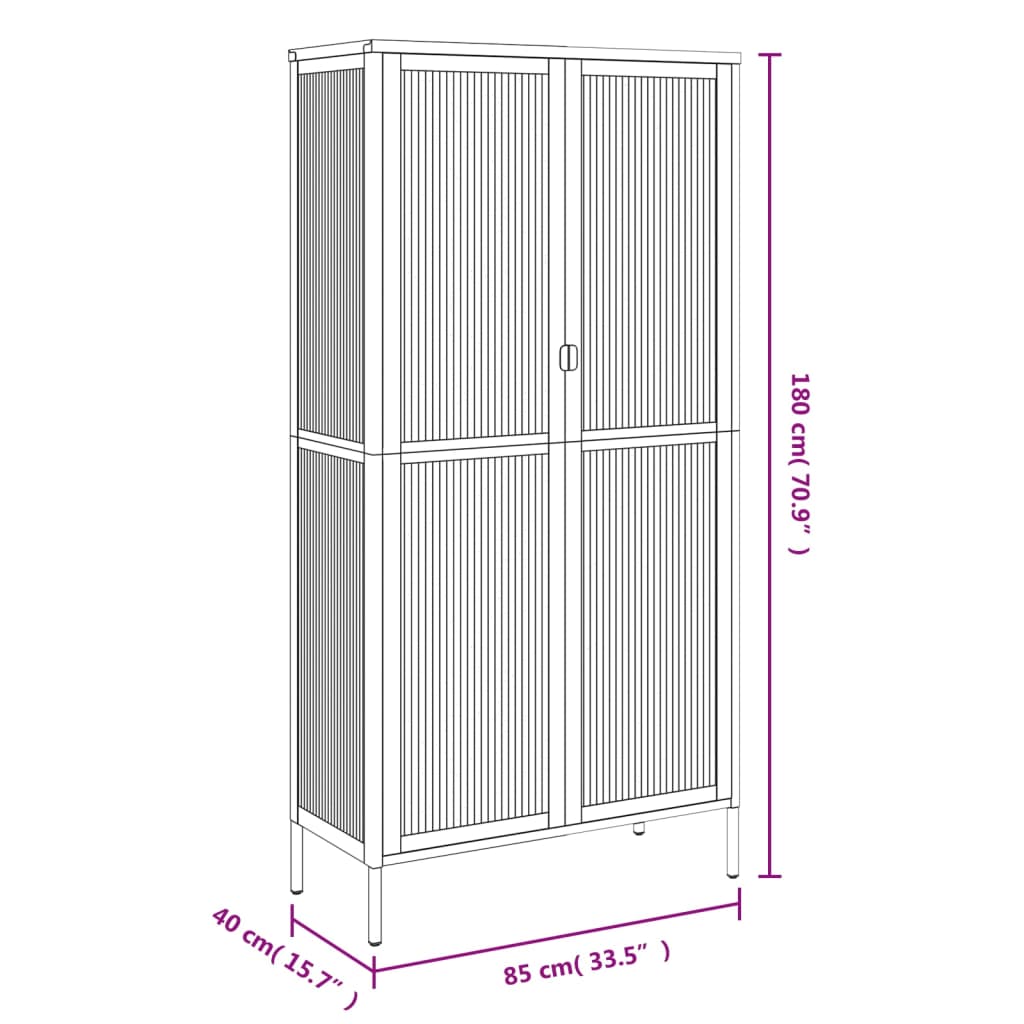 skab 85x40x180 cm glas og stål sort