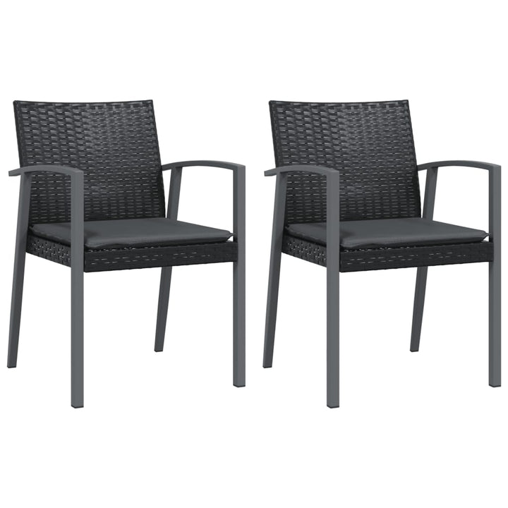 havestole med hynder 2 stk. 56,5x57x83 cm polyrattan sort