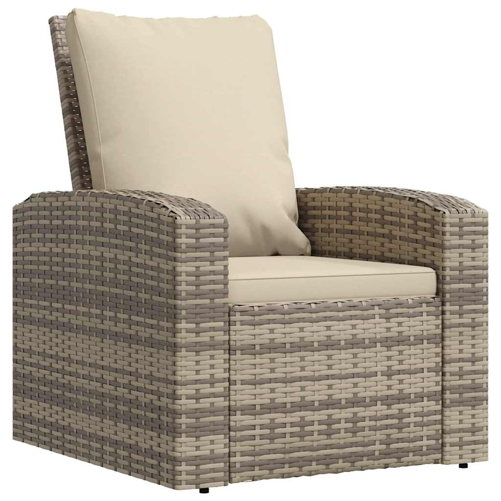 positionsstol med hynder polyrattan lysebrun