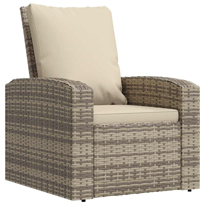 positionsstol med hynder polyrattan lysebrun