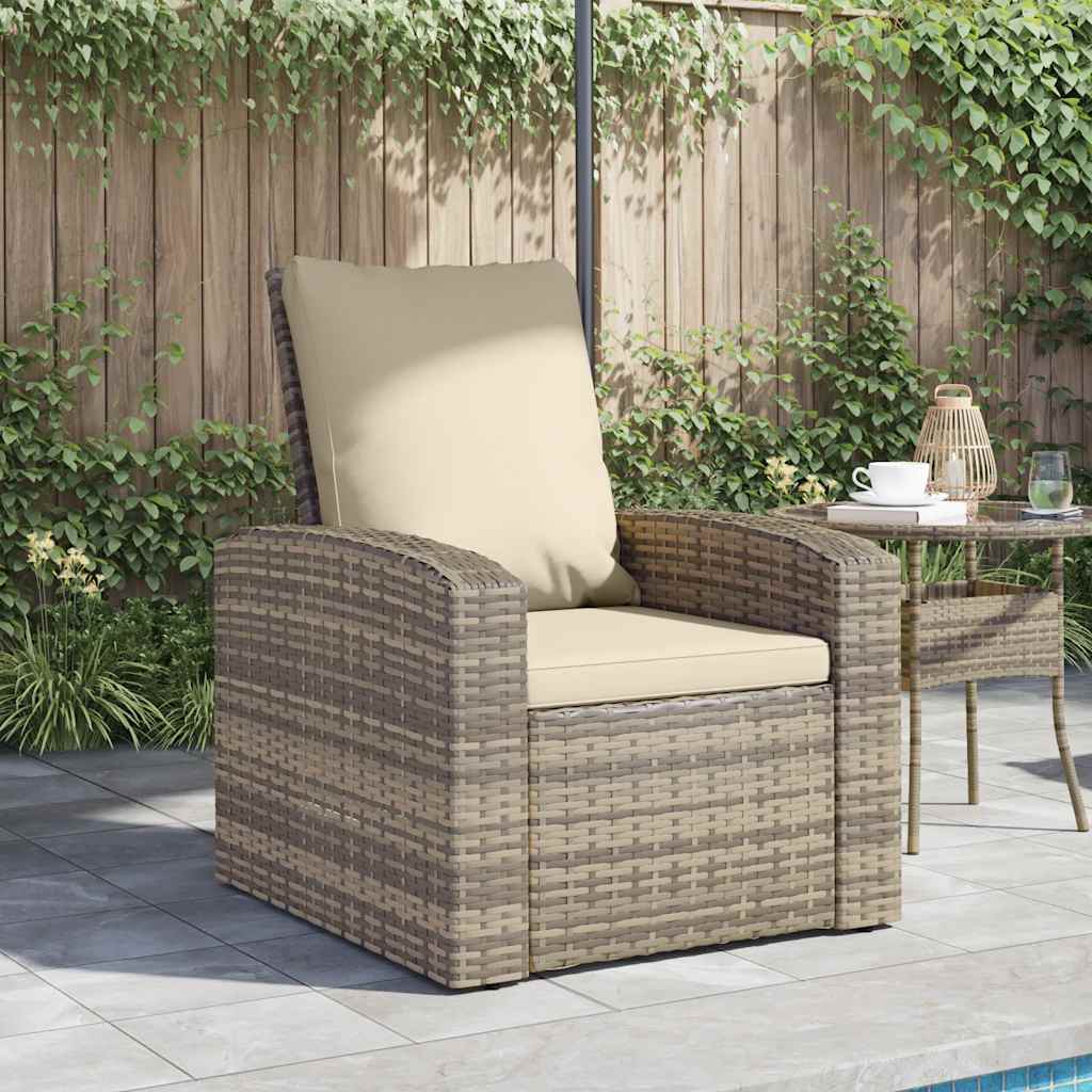 positionsstol med hynder polyrattan lysebrun