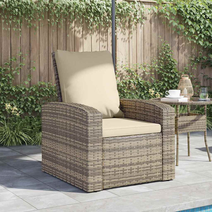 positionsstol med hynder polyrattan lysebrun
