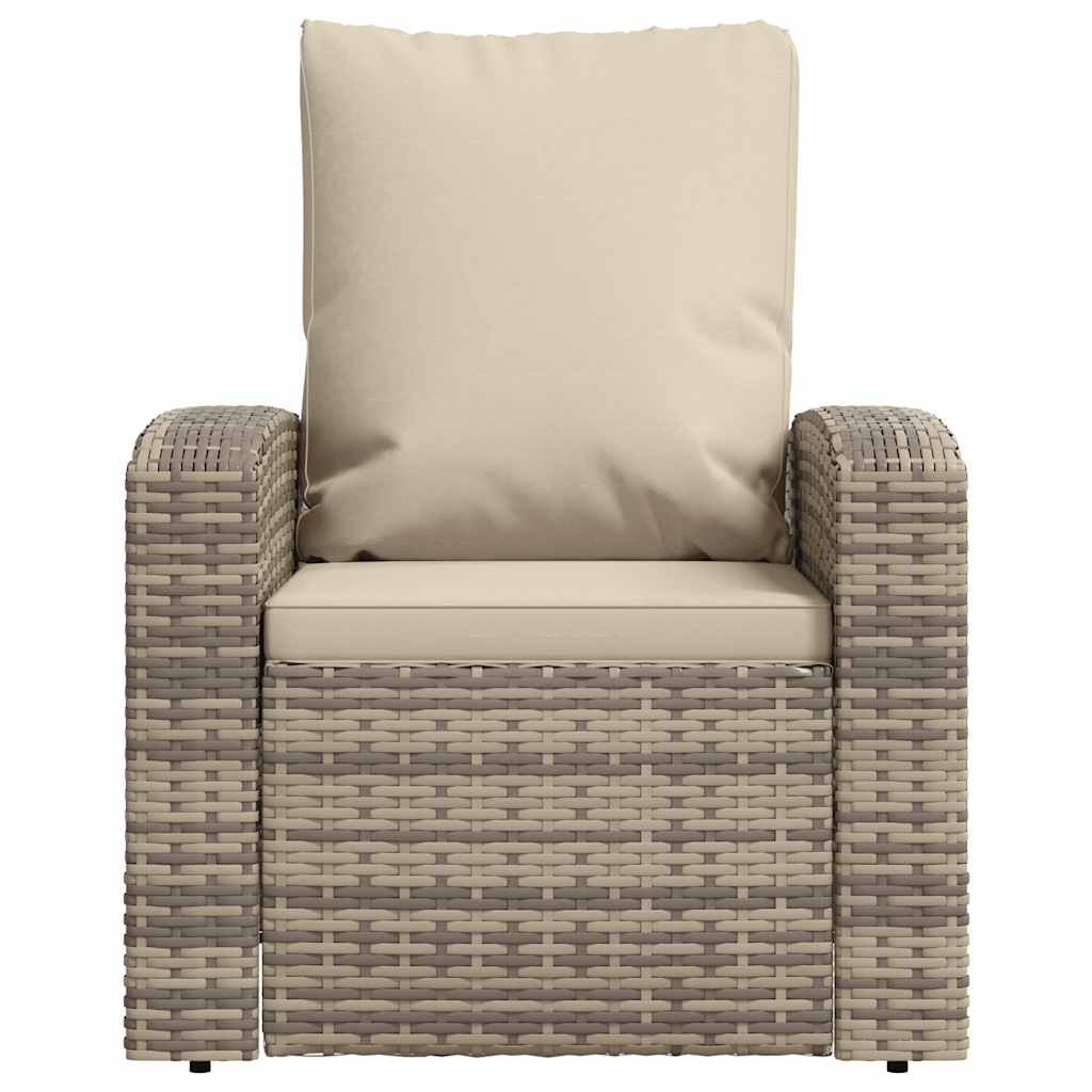 positionsstol med hynder polyrattan lysebrun