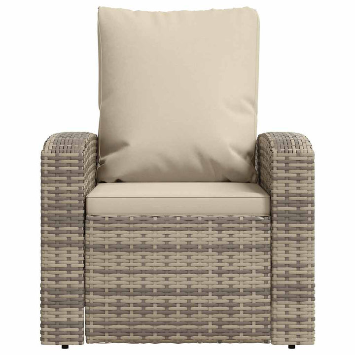 positionsstol med hynder polyrattan lysebrun