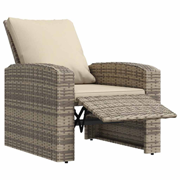 positionsstol med hynder polyrattan lysebrun