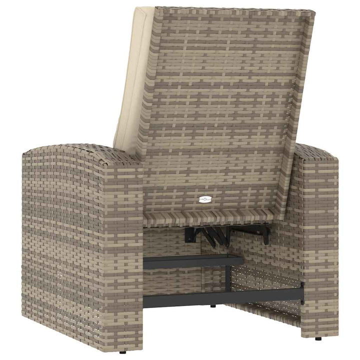positionsstol med hynder polyrattan lysebrun