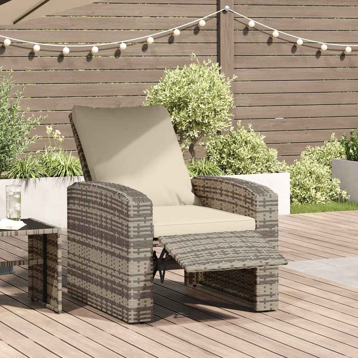 positionsstol med hynder polyrattan lysebrun