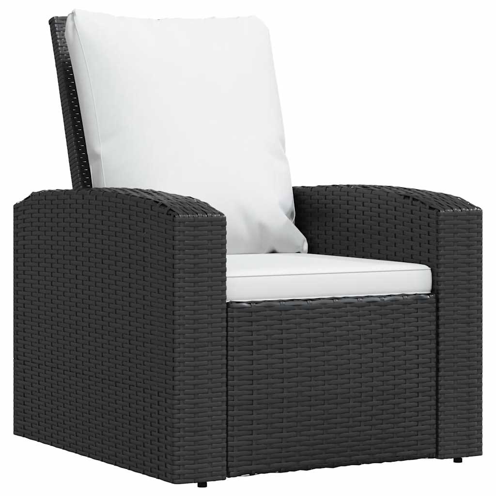 positionsstol med hynder polyrattan sort