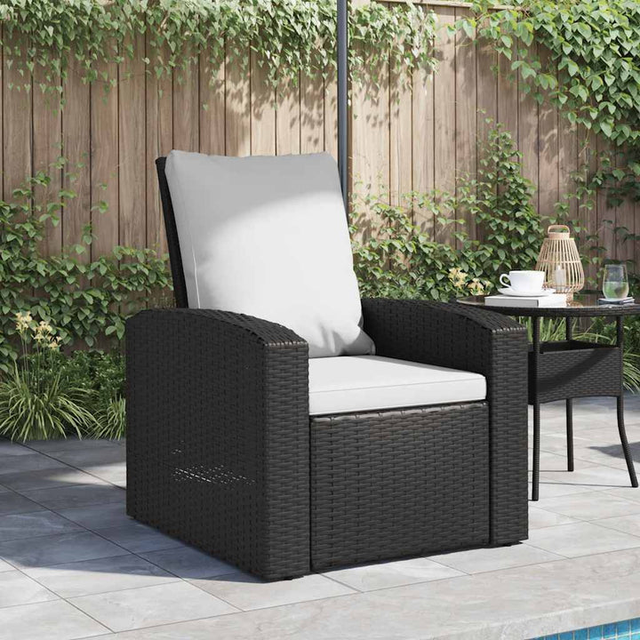 positionsstol med hynder polyrattan sort