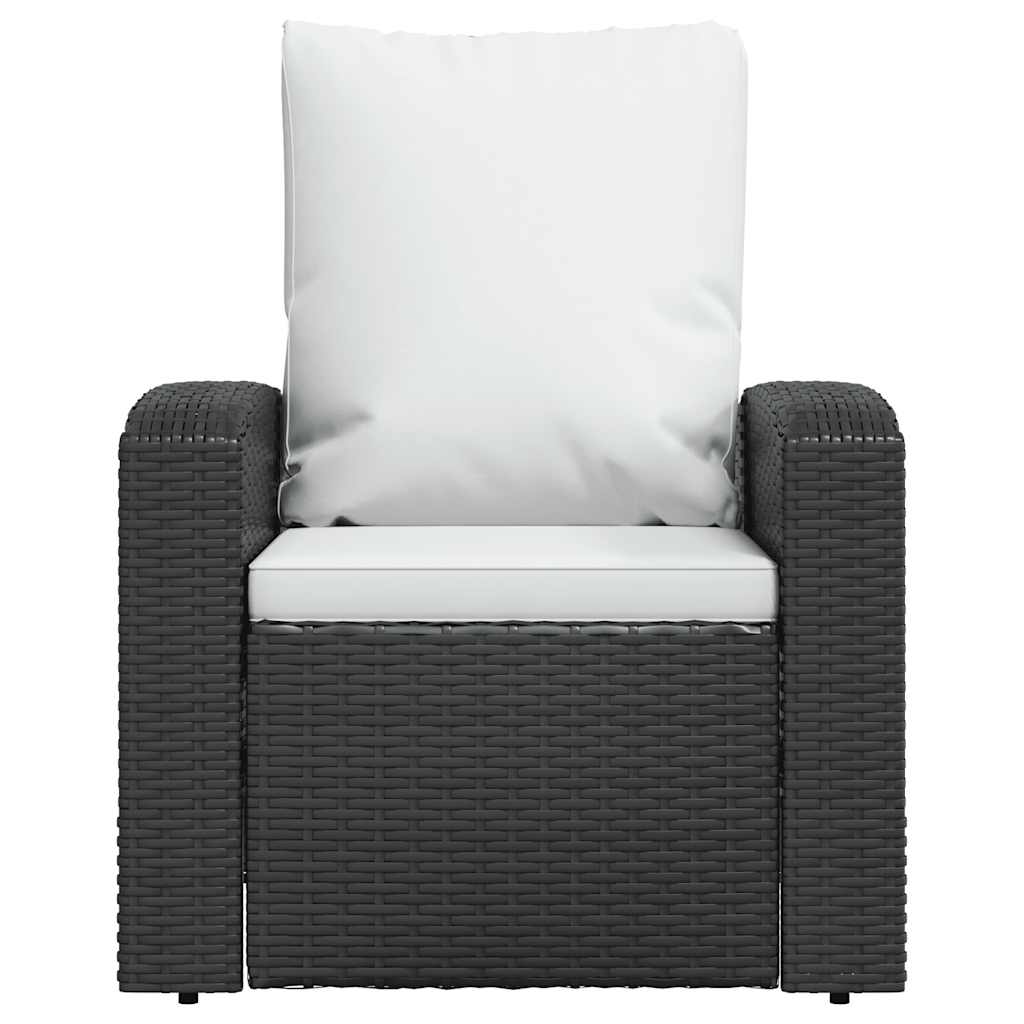 positionsstol med hynder polyrattan sort