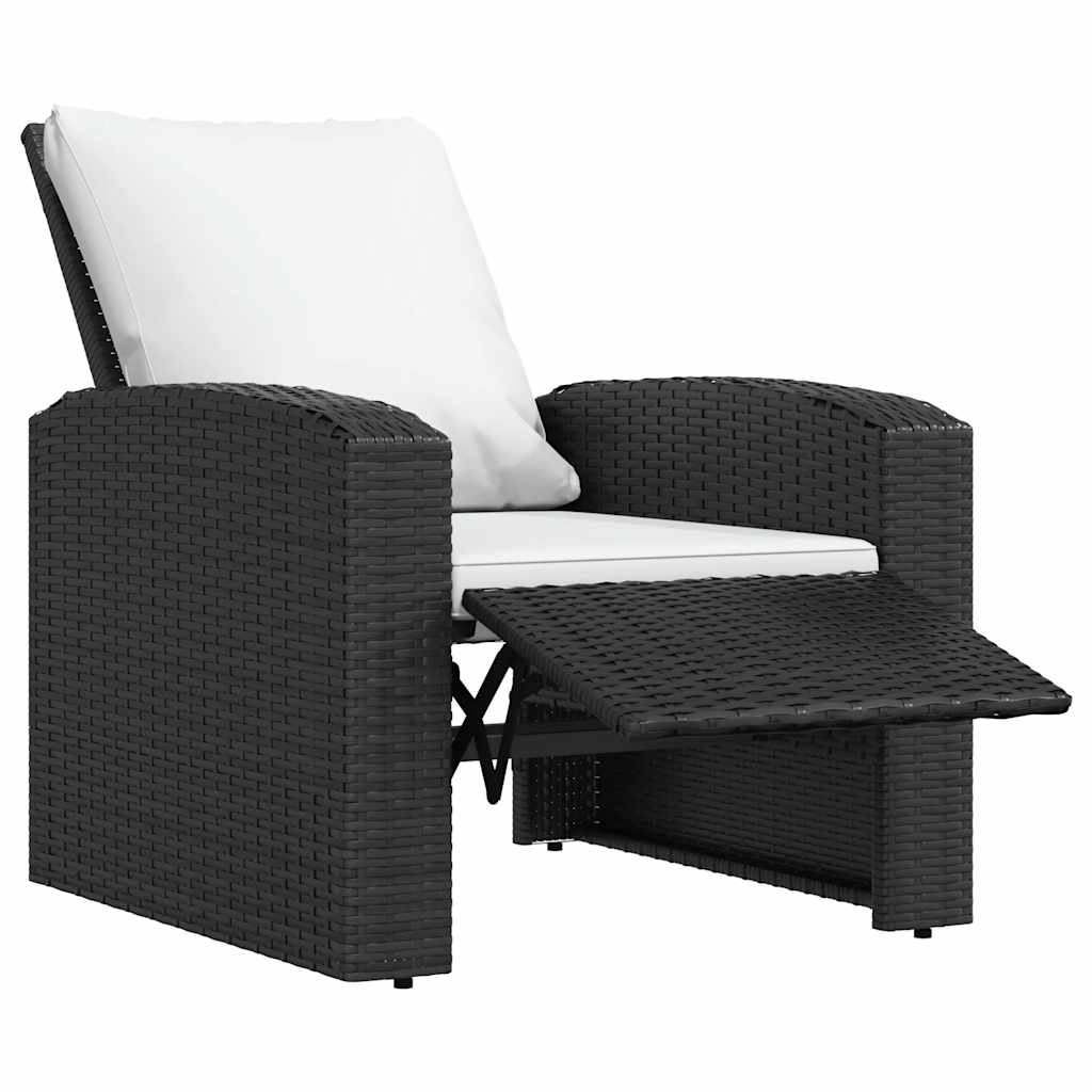 positionsstol med hynder polyrattan sort