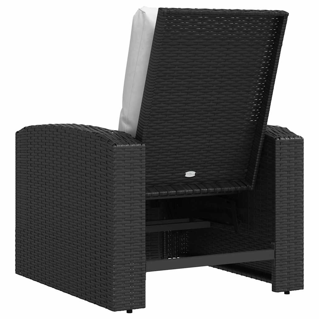 positionsstol med hynder polyrattan sort