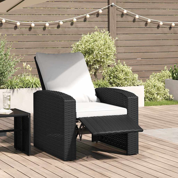 positionsstol med hynder polyrattan sort